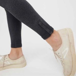 Aerie Dark Grey Seamless Ribbed Button Up Leggings